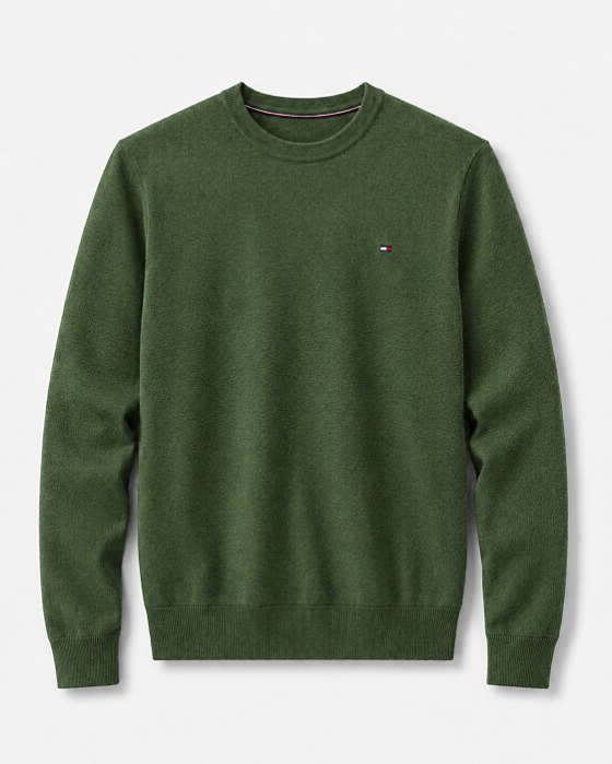 Suéter Clássico Gola Redonda Tommy Hilfiger Verde
