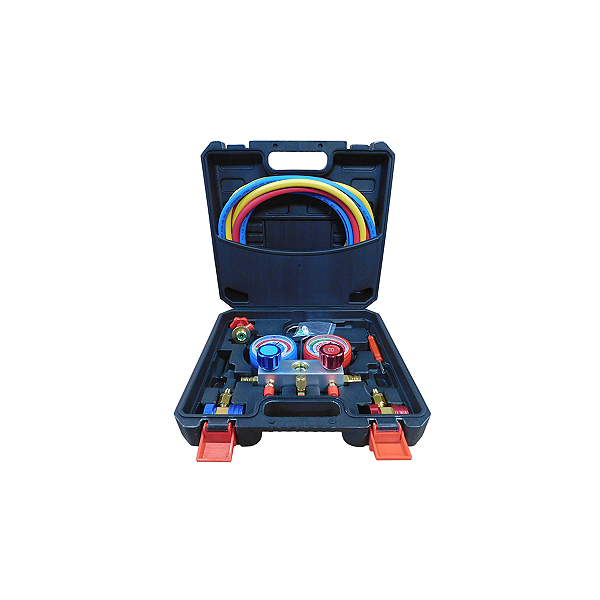 KIT MANIFOLD MANOMETRO MALETA MANGUEIRAS 2M PARA R134A R22
