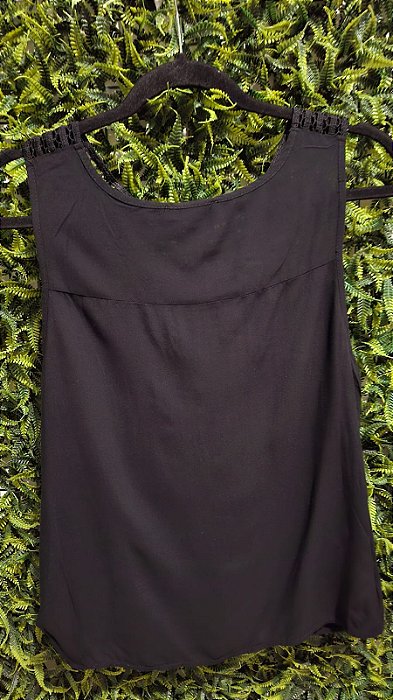 BLUSA VISCOSE GOLA RENDA MANZA P/M