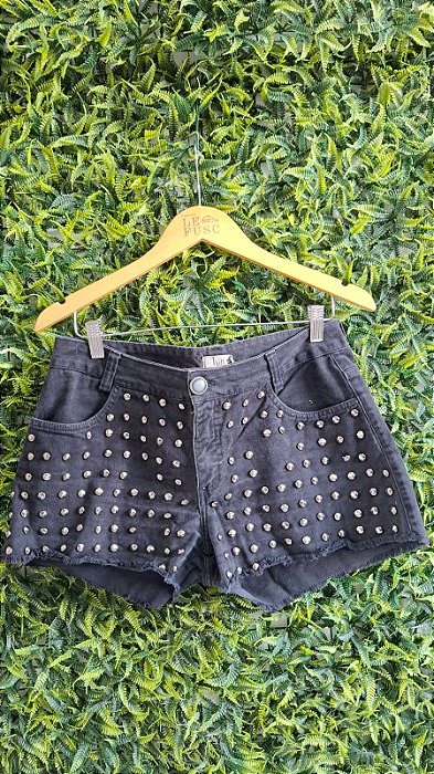 SHORT PRETO BORDADO AREBITES PRATA   HILL STCRE   40