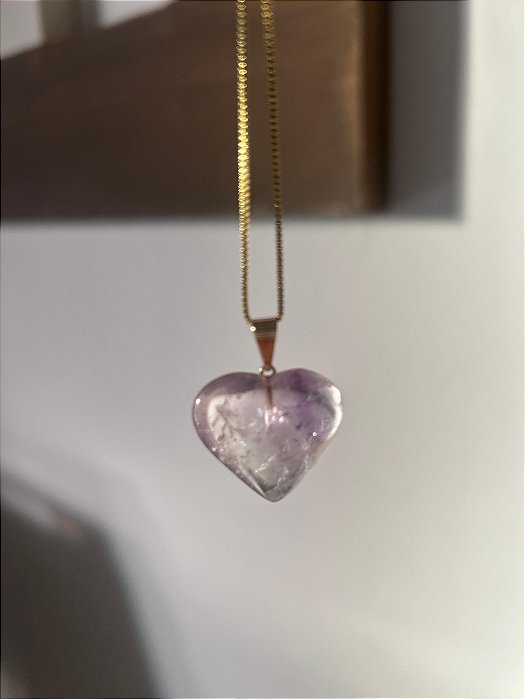 💜 Pingente de Coração de Ametista – Intuição, Paz e Proteção Espiritual