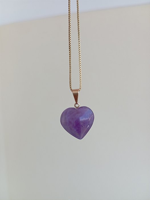 Pingente de Coração Mini de Ametista – Intuição, Paz e Proteção Espiritual