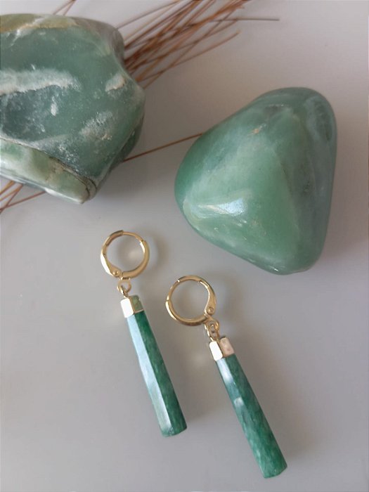 Brinco de quartzo verde - Equilíbrio e Saúde