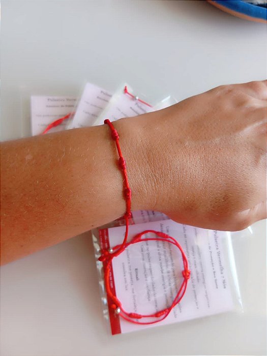 Pulseira Vermelha de 7 Nós - Amuleto de Proteção e Boa Sorte