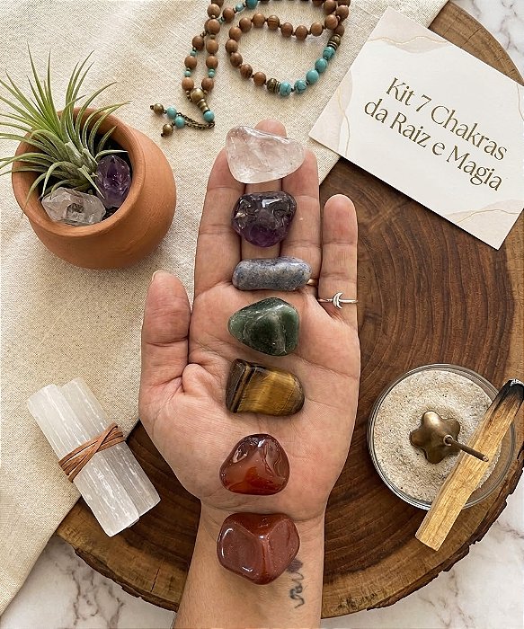 Kit 7 Cristais Chakras rolado P – Alinhamento, Energia e Equilíbrio Interior