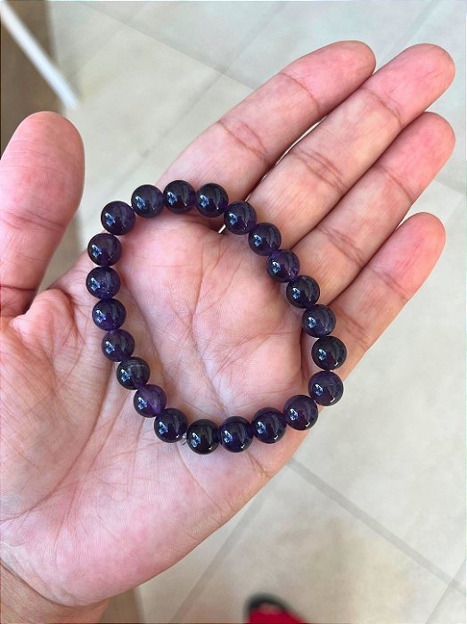 Pulseira esfera 8mm de ametista - intuição, proteção e calma