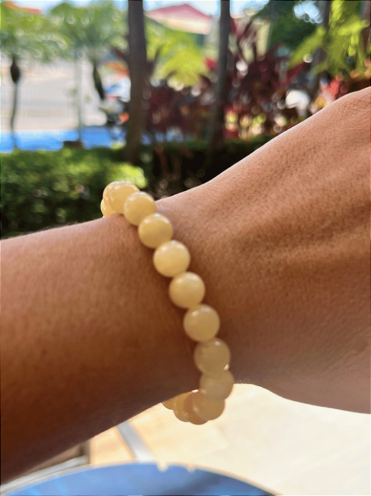 Pulseira esfera 8mm calcita amarela - alegria de viver, expansão e prosperidade
