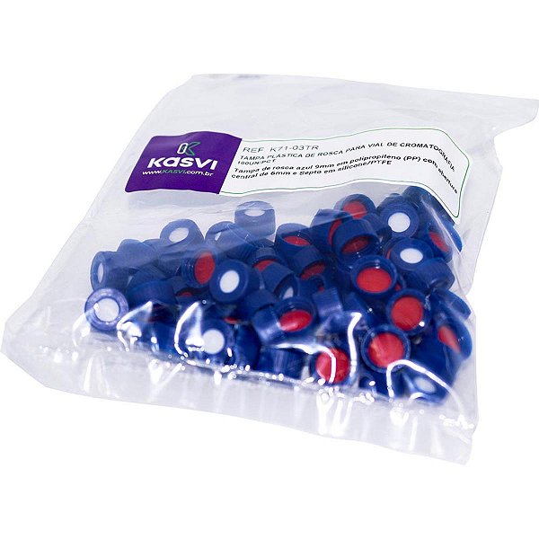 TAMPA PLASTICA DE ROSCA PARA VIAL DE CROMATOGRAFIA COM SEPTO -  PCT/100 - KASVI