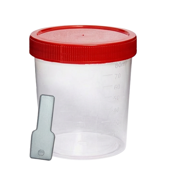 COLETOR 80ML ESTERIL C/ PA TAMPA VERMELHA - PCT/100 - FIRSTLAB