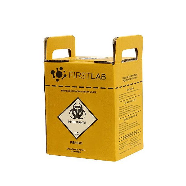 COLETOR PERFUROCORTANTE 3L - CX/20 - FIRSTLAB