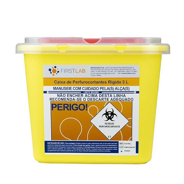 COLETOR PERFUROCORTANTE RIGIDO 3L - FIRSTLAB