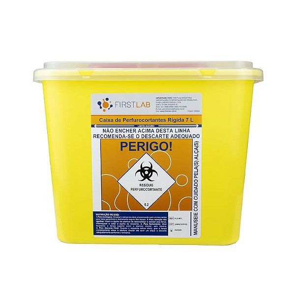 COLETOR PERFUROCORTANTE RIGIDO 7L - FIRSTLAB