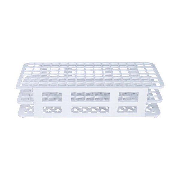 ESTANTE BRANCA PP 90 TUBOS DE ENSAIO 13MM - FIRSTLAB