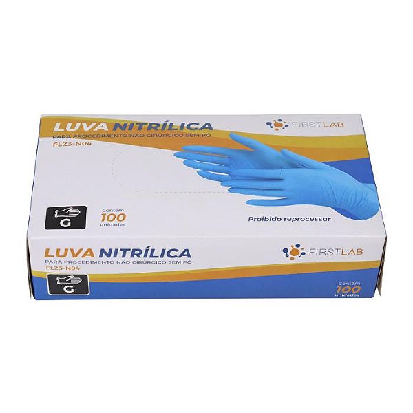LUVA NITRILICA S/ PO G - CX/10 - FIRSTLAB