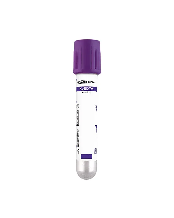 TUBO EDTA K3 4ML ROXO COLETA A VACUO – CX/100 - LABOR IMPORT