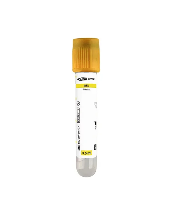 TUBO GEL COLETA A VACUO AMARELO 8ML - CX/100 - LABOR IMPORT