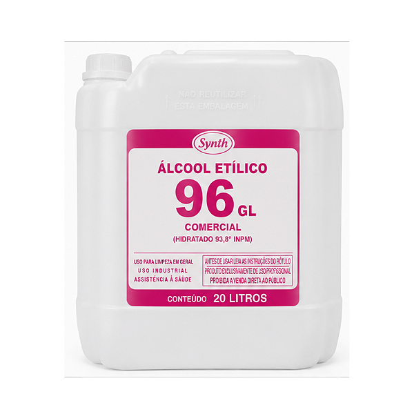 PF ALCOOL ETILICO 96 GL COMERCIAL (HIDRATADO 93,8 INPM) -FR/20L - SYNTH