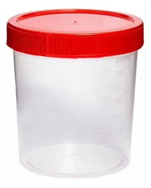 COLETOR 80ML TAMPA VERMELHA SEM PA ESTERIL INDIVIDUAL - PCT/100- CRAL