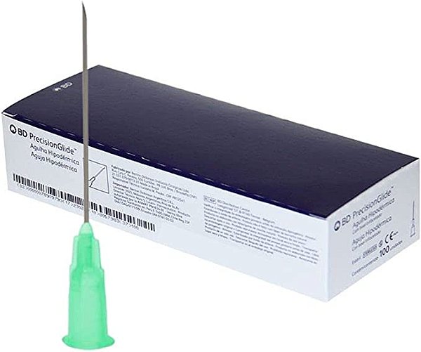 AGULHA 21G 0,80X30MM HIPODERMICA VERDE - CX/100 - BD