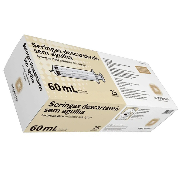SERINGA 60ML S/AG LUER SLIP ESTERIL -CX/25 - DESCARPACK