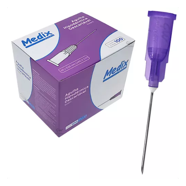 AGULHA 20X0,55MM 24GX3/4 HIPODERMICA DESCARTAVEL - CX/100 - MEDIX