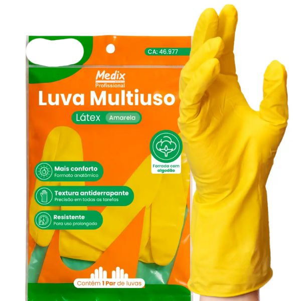 LUVA DE  LIMPEZA AMARELA - TAM. M - MEDIX