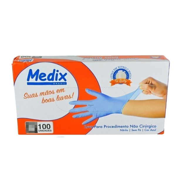 LUVA NITRILICA AZUL S/ PO TAM P - CX/100 - MEDIX