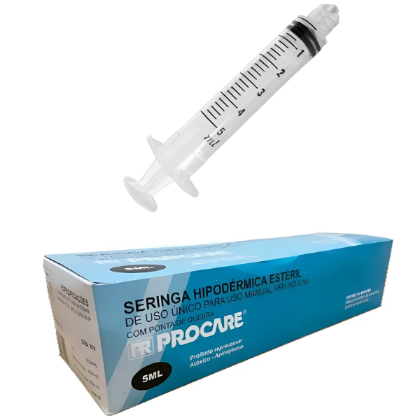 *SERINGA HIPODERMICA S/ AG LUER LOCK 5ML CX/100 - PROCARE