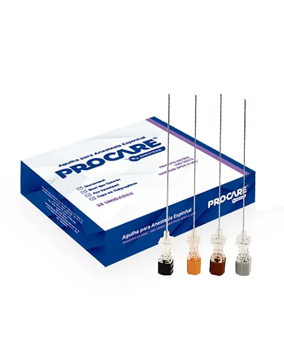 AGULHA ANESTESICA ESPINHAL RAQUIDIANA 25G X 3 1/2 (0,5 X 90MM) - CX/25 - PROCARE
