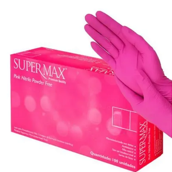 LUVA NITRILICA S/TALCO XP PINK - CX/100 - SUPERMAX