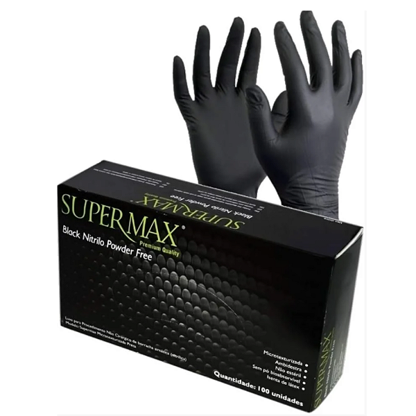 LUVA NITRILICA S/TALCO XG BLACK - CX/100 - SUPERMAX