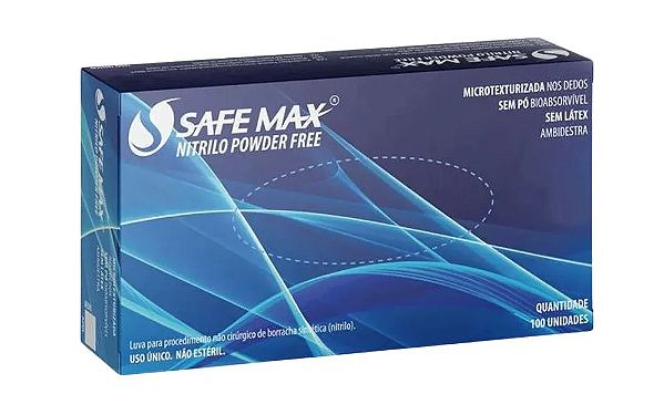 LUVA NITRILICA SAFEMAX SEM PO AZUL G - CX/100 - SUPERMAX