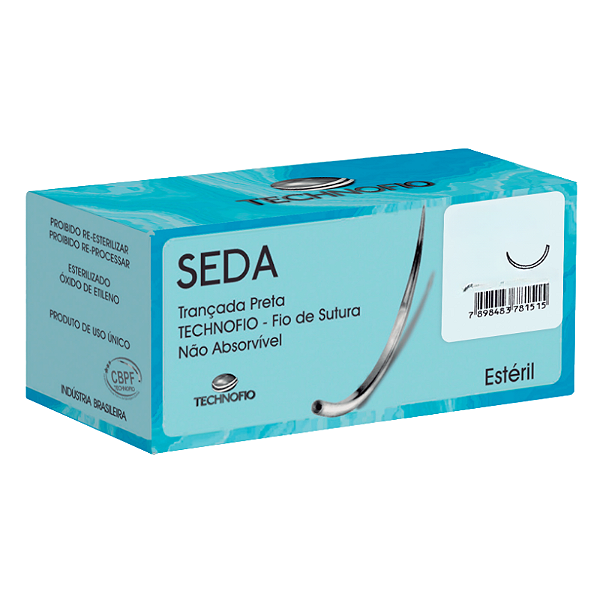 FIO SUTURA SEDA 4-0 45CM C/AG 17MM 1/2 - CX/24 - TECHNOFIO