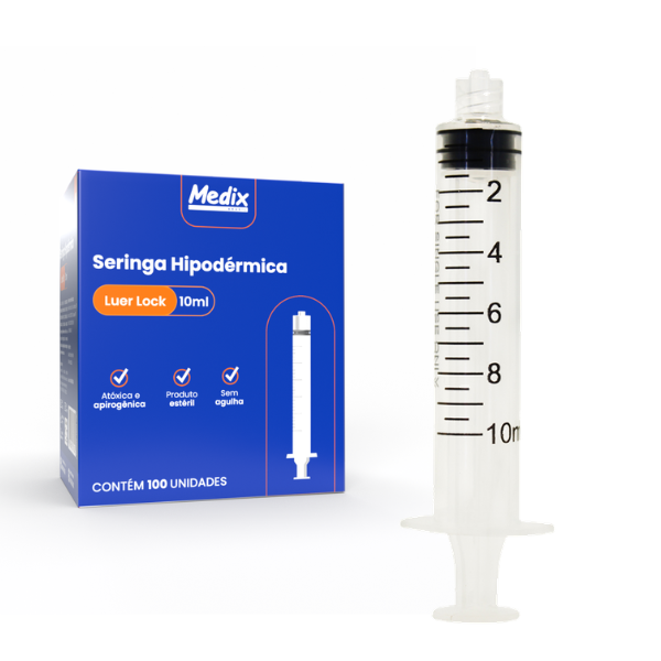 SERINGA 10ML S/ AGULHA LUER LOCK CX/100 - MEDIX