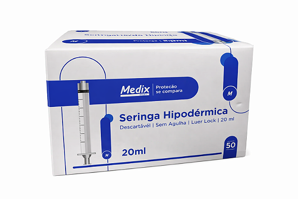 SERINGA 20ML S/ AGULHA LUER LOCK CX/50 - MEDIX