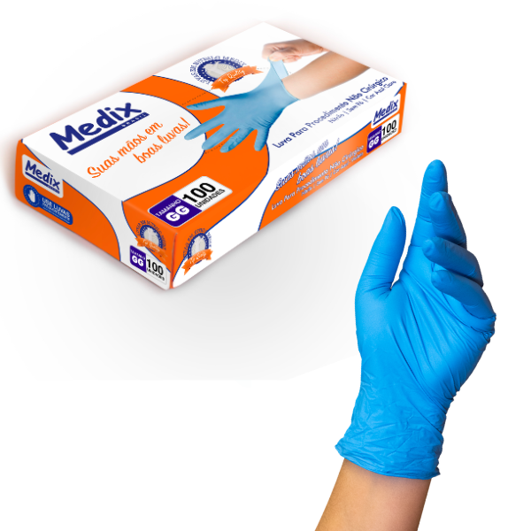 LUVA NITRILICA S/PO AZUL- GG - CX/100 - MEDIX