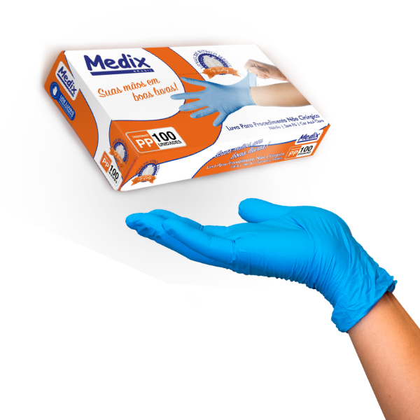 LUVA NITRILICA S/PO AZUL - PP - CX/100 - MEDIX