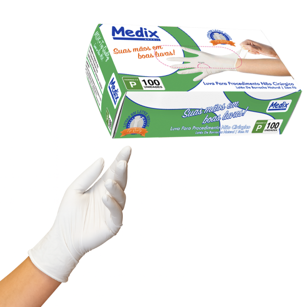 LUVA LATEX S/PO - P -CX/100 - MEDIX