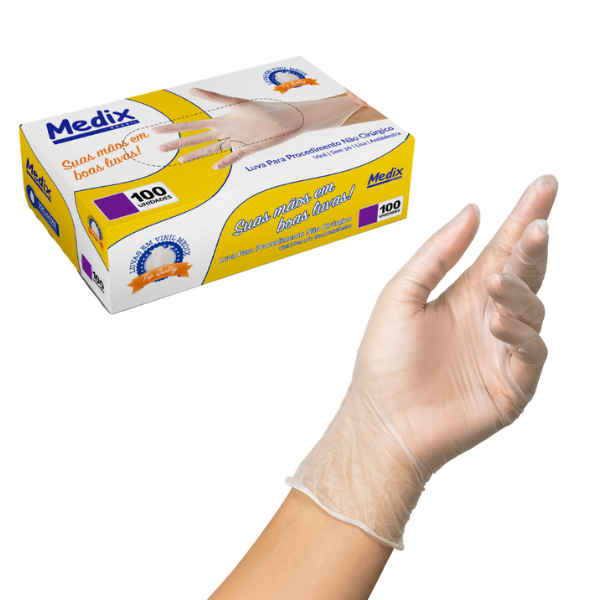 LUVA VINIL SAUDE S/PO - G - CX/100 - MEDIX