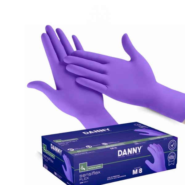 LUVA G NITRILICA SENSIFLEX FLEX ROXA - CX/100 - DANNY