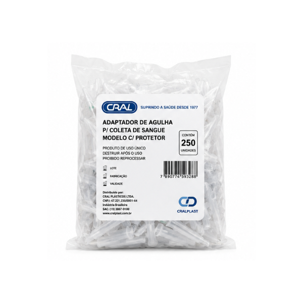 ADAPTADOR DE AGULHA P/ COLETA DE SANGUE MODELO C/ PROTETOR - PCT/250