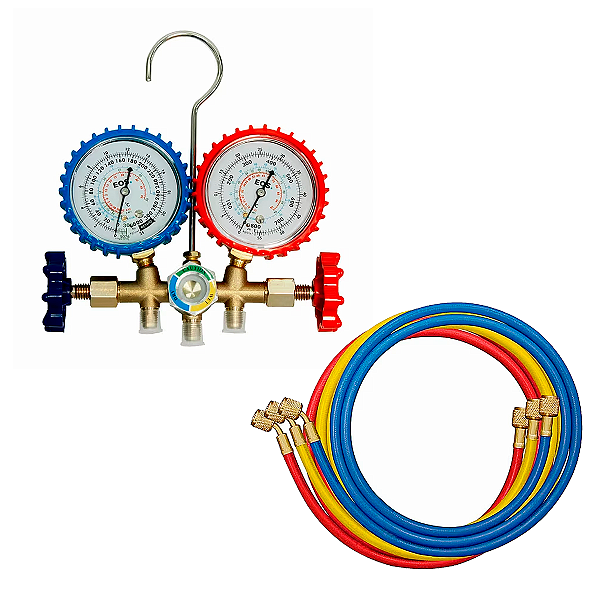 Kit de Manifold Prof. c/ Mangueira de 90cm p/ R22.R134.A404ª - Hulter