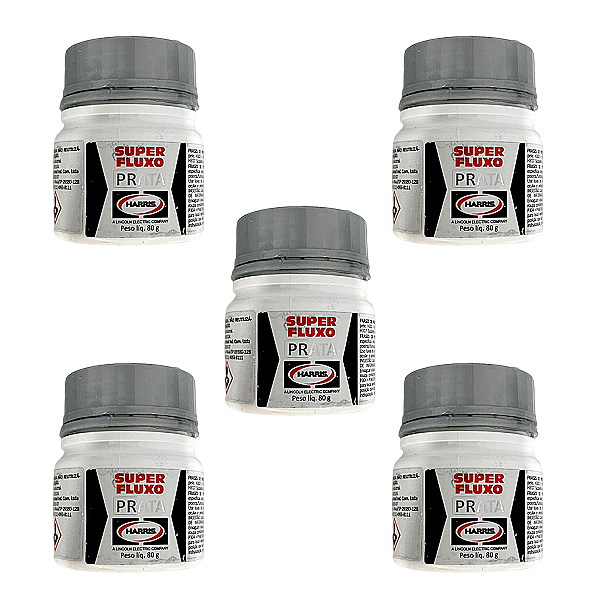 Kit 05 Fluxos Refrig. p/ Solda 80G Super Fluxo prata Harris