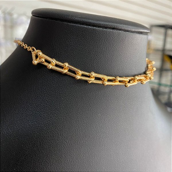 Colar Choker Elos Dourado