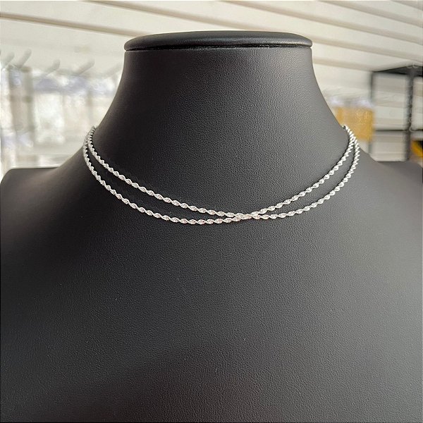 Colar Choker Duplo Torcido Prata