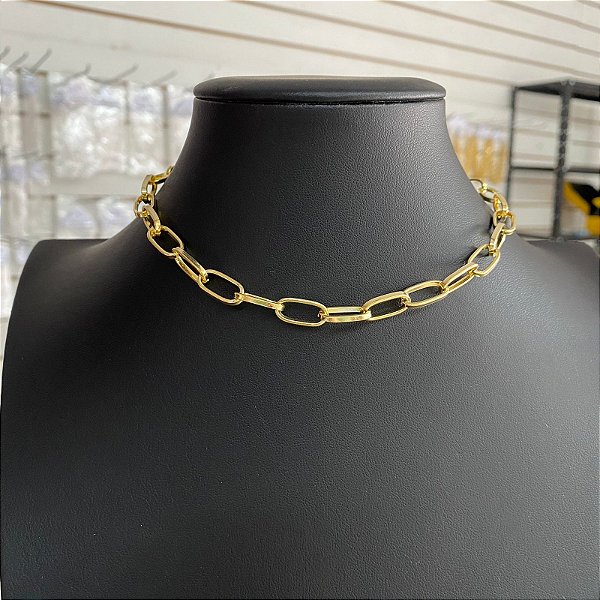 Colar Choker Corrente Dourado