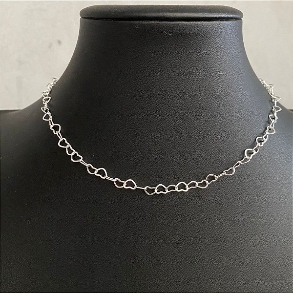 Colar Choker Coração Prata