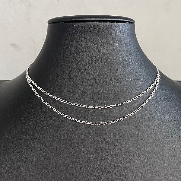 Colar Choker Duplo Mini Coração Prata