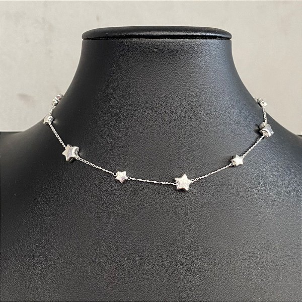 Colar Choker Estrela Prata