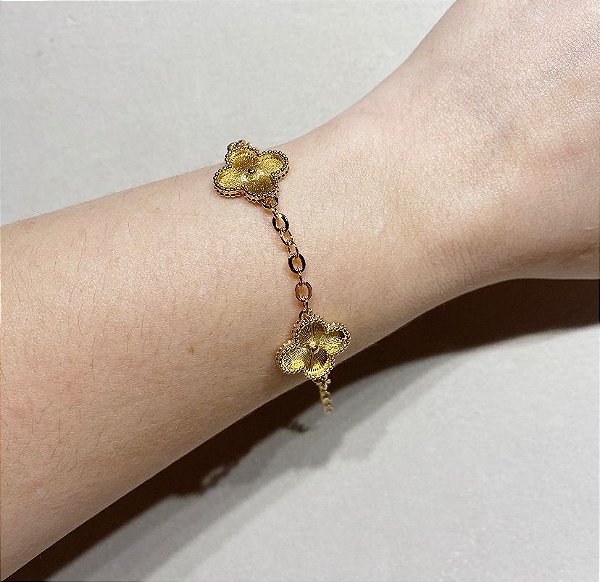 Pulseira 3 Trevos Dourada